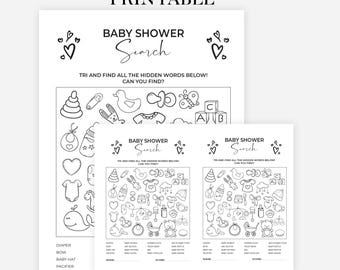Hidden Objects Game, Printable Baby Shower Games, DIY Baby Shower, Baby Shower Activity Printable Minimalist Baby Shower Game Gender Neutral