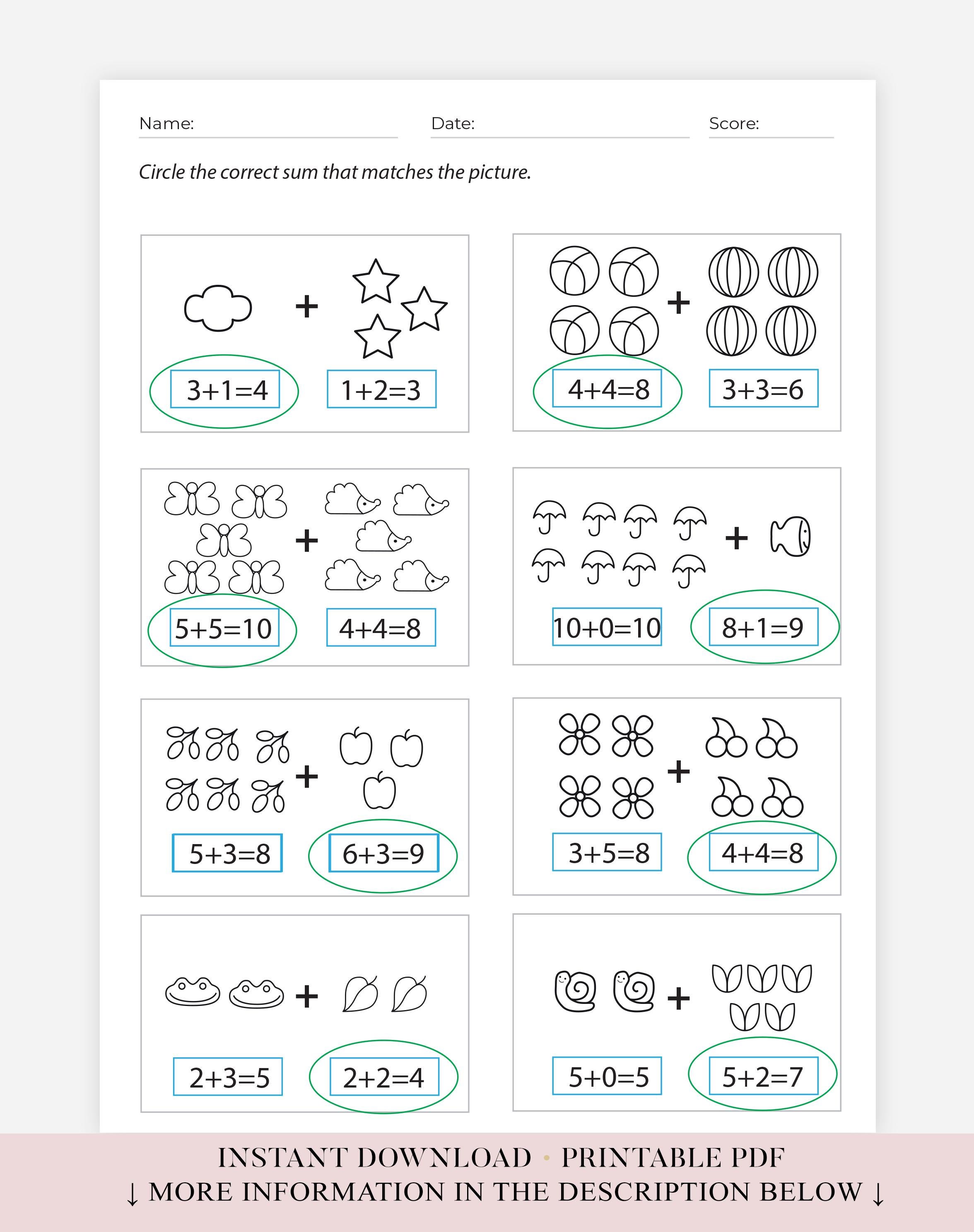 11 Printable Addition Fill in the Blanks Worksheets for Kindergarten ...