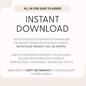 Foglio di calcolo per la pianificazione del bambino, lista della spesa per i prodotti per neonati, pianificazione finanziaria per la gravidanza, Google Fogli, budget per il bambino, checklist per la preparazione del neonato immagine 13