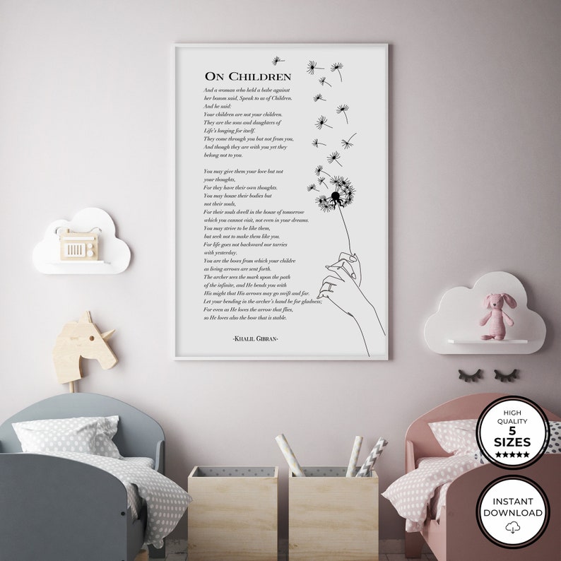 On Children Poem by Kahlil Gibran Quote the Prophet Printable - Etsy