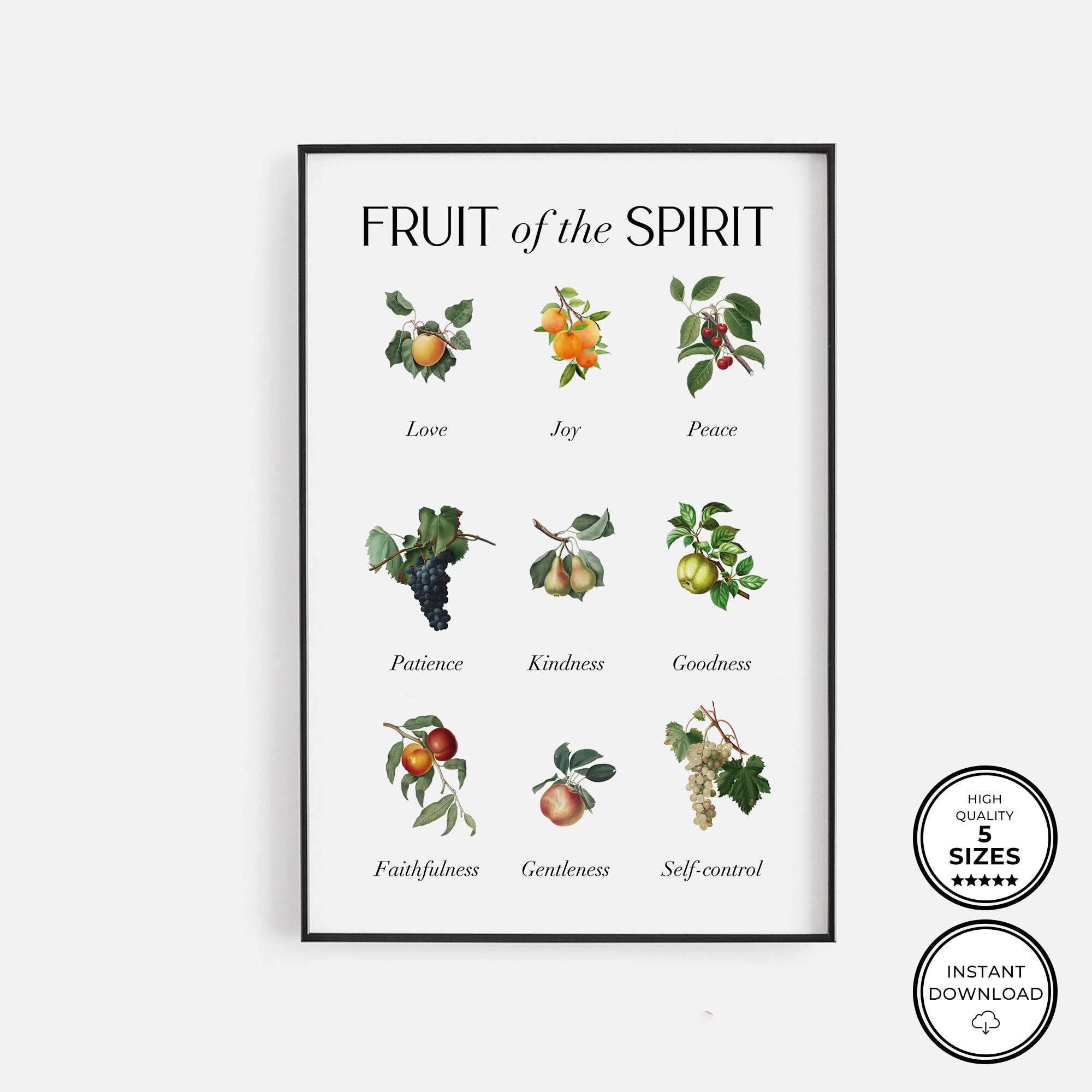 Fruit of the Spirit Wall Art, Scripture Wall Art Digital Download