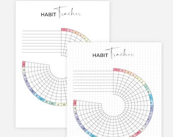 Printable Circle Habit Tracker - Digital Download - Printable Journal Page - Monthly Goal Tracker - Fitness Tracker - Health Tracker