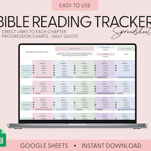 Piano di lettura della Bibbia di 365 giorni, Lista di controllo per lo studio della Bibbia, Bibbia in un anno, Bibbia in un anno, Tracker di lettura della Bibbia di 52 settimane, Modello Fogli Google