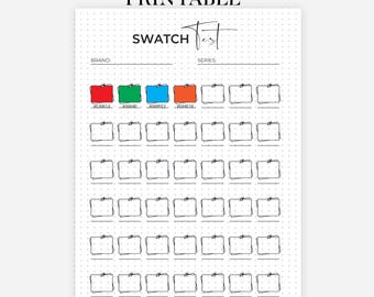 Color Swatch Test Printable – Marker Journal Page (Digital Download)