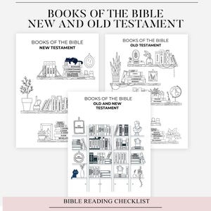 Bible Reading Tracker with Books of the Bible, Old Testament, New Testament | Bible Chapter Log Printable Christian Coloring | Bible Study