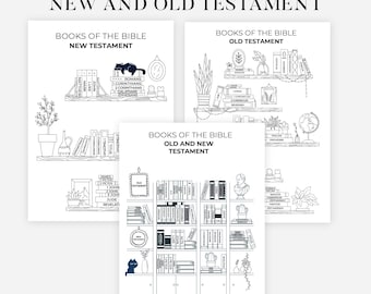 Books of The Bible Tracker, 66 Bible Books on the Shelf, Bible Reading Tracker, PDF file download, Bible Chapter Log, Christian Coloring