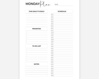 Personal Daily Planner, Work From Home Planner, Daily Hourly Planner, Work Day Schedule Template, Instant Download, A5/A4/Letter/Half Letter