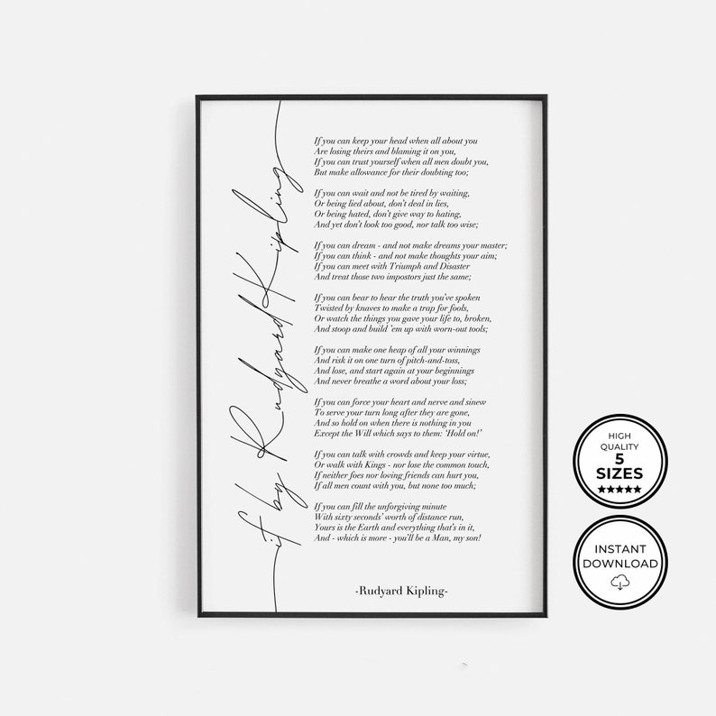If Poem Print by Rudyard Kipling If Printable Poster - Etsy