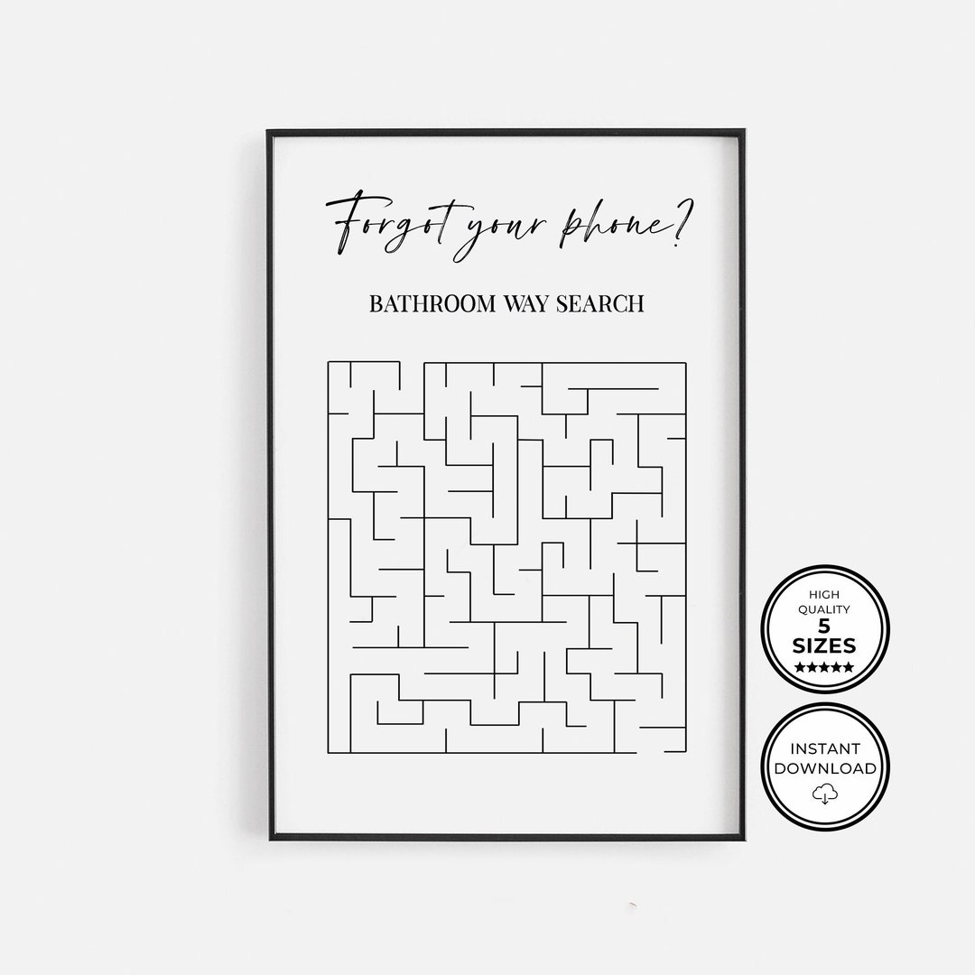 Bathroom Wall Art, Word Search, Puzzle Game Printable Art, Your