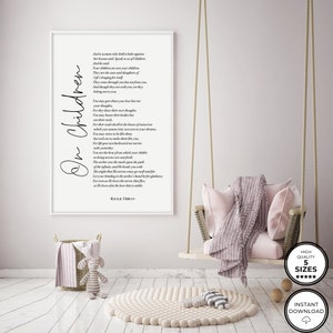 On Children, Kahlil Gibran, Printable Wall Art, Poem Prints, Nursery ...