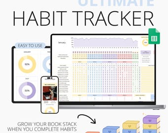 Daily Habit Tracker Spreadsheet Weekly Habit Planner Monthly Habit Routine Tracker Digital Goal Time Management Google Sheets Template