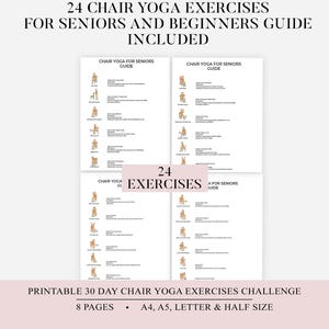 30 Day Chair Yoga For Seniors & Beginners | Chair Exercise Guide I Printable Chair Workout PDF | Senior Home Workout Plan | Instant Download
