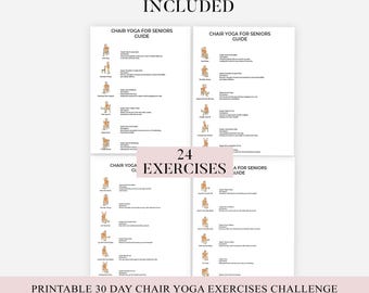 30 Day Chair Yoga For Seniors & Beginners | Chair Exercise Guide I Printable Chair Workout PDF | Senior Home Workout Plan | Instant Download