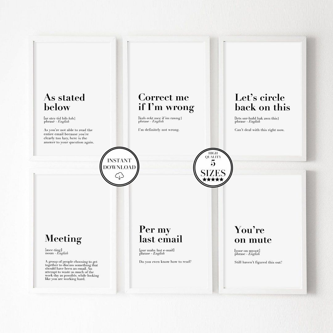 Office Wall Art Set, 6 PRINTABLES ART, Home Office Decor, Mega Bundle ...