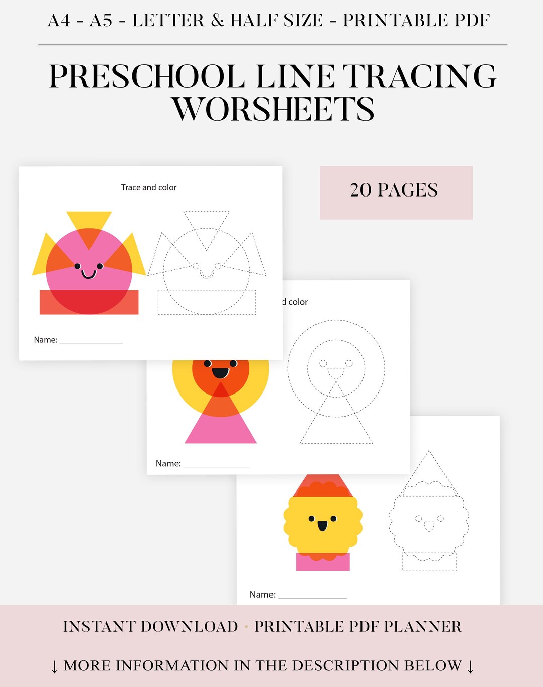 Preschool Shape Tracing, Basic Shape Tracing, Shape Tracing Worksheets ...