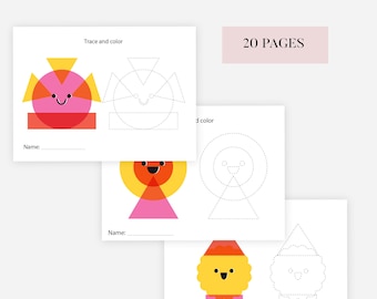 Preschool Shape Tracing, Basic Shape Tracing, Shape Tracing Worksheets, Printable Shape Worksheets, Homeschool Worksheets PDF, Kindergarten