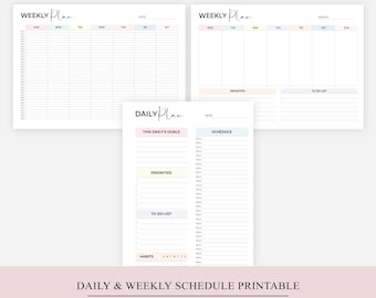 Hourly Weekly Planner Landscape, Printable Weekly Schedule, Week At a Glance, Weekly Agenda, Desk Planner, Weekly To Do List, Undated Weekly