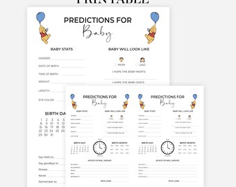 Baby Shower Predictions and Advice Card, Printable Baby Shower Game, Minimalist Baby Shower Template, New Parent Advice, Wishes For Baby Boy