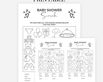 Hidden Objects Game, Printable Baby Shower Games, DIY Baby Shower, Baby Shower Activity Printable Minimalist Baby Shower Game Gender Neutral