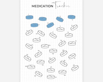 服薬月間トラッカー - ジャーナルページ - 印刷可能な服薬トラッカー - 健康トラッカー - 錠剤トラッカー - 薬トラッカー - 服薬記録