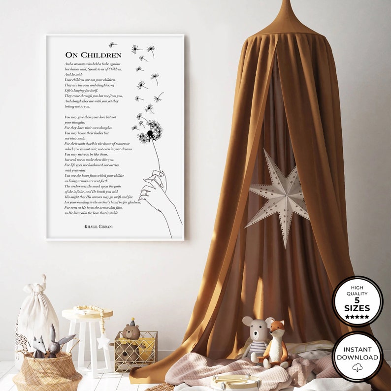 On Children Poem by Kahlil Gibran Quote the Prophet Printable - Etsy