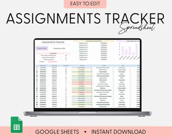 Student Planner & Assignment Tracker Google Sheets Excel College Spreadsheet Class Timetable Academic Planner Template Assignment Tracking