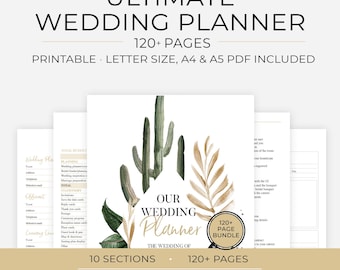 Afdrukbare bruiloftplanner, afdrukbare pagina's bruiloftplanner, bundel bruiloftplan, bruiloftplanningboek bruiloftplanner pdf, A4, A5, letterformaat