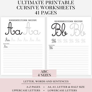 Cursive Handwriting/Penmanship Digital Download 41 PAGES, Printable Handwriting Worksheet, Writing, Lettering, Hand lettering Workbook PDF