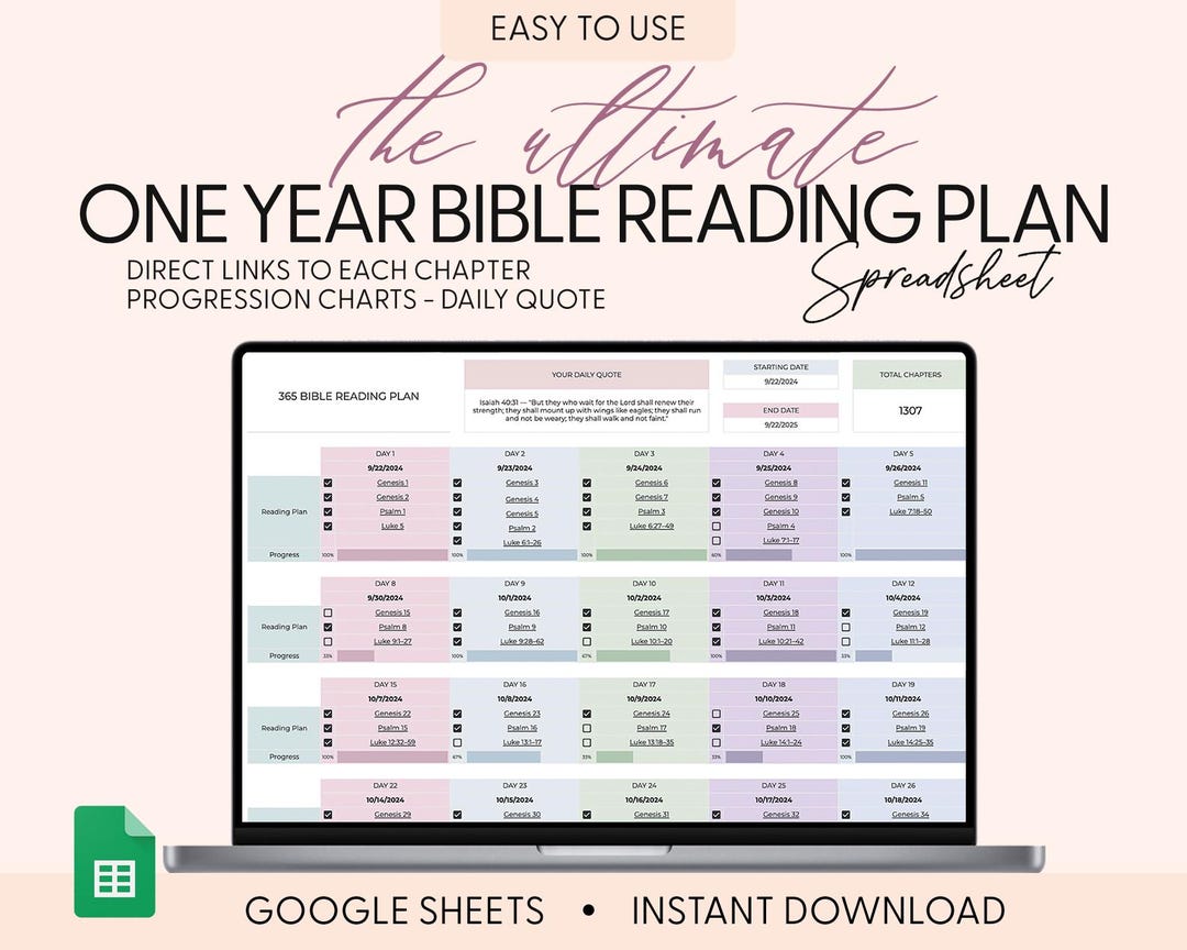 Ultimate Chronological Bible Reading Plan Printable Bible Tracker One ...
