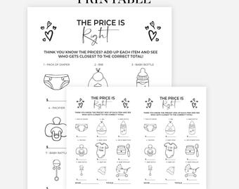The Price Is Right,  Baby Shower Game Template, Price Guessing Game, Baby Trivia Quiz Printable, Guess The Price Game, Digital Download
