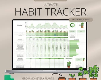 Daily Habit Tracker Spreadsheet Weekly Habit Planner Monthly Habit Routine Tracker Digital Goal Time Management Google Sheets Template