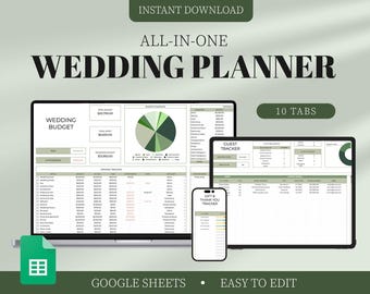 Ultimate Wedding Planner Digital Template, Google Sheets, Wedding Guide Template Editable Wedding Itinerary, google sheets wedding organizer