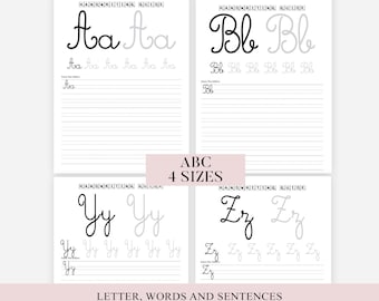 Printable Cursive Worksheet, Calligraphy 41 Pages Letters, Words, and Sentences, For Middle School Kids and Up and Adults, PDF File Only
