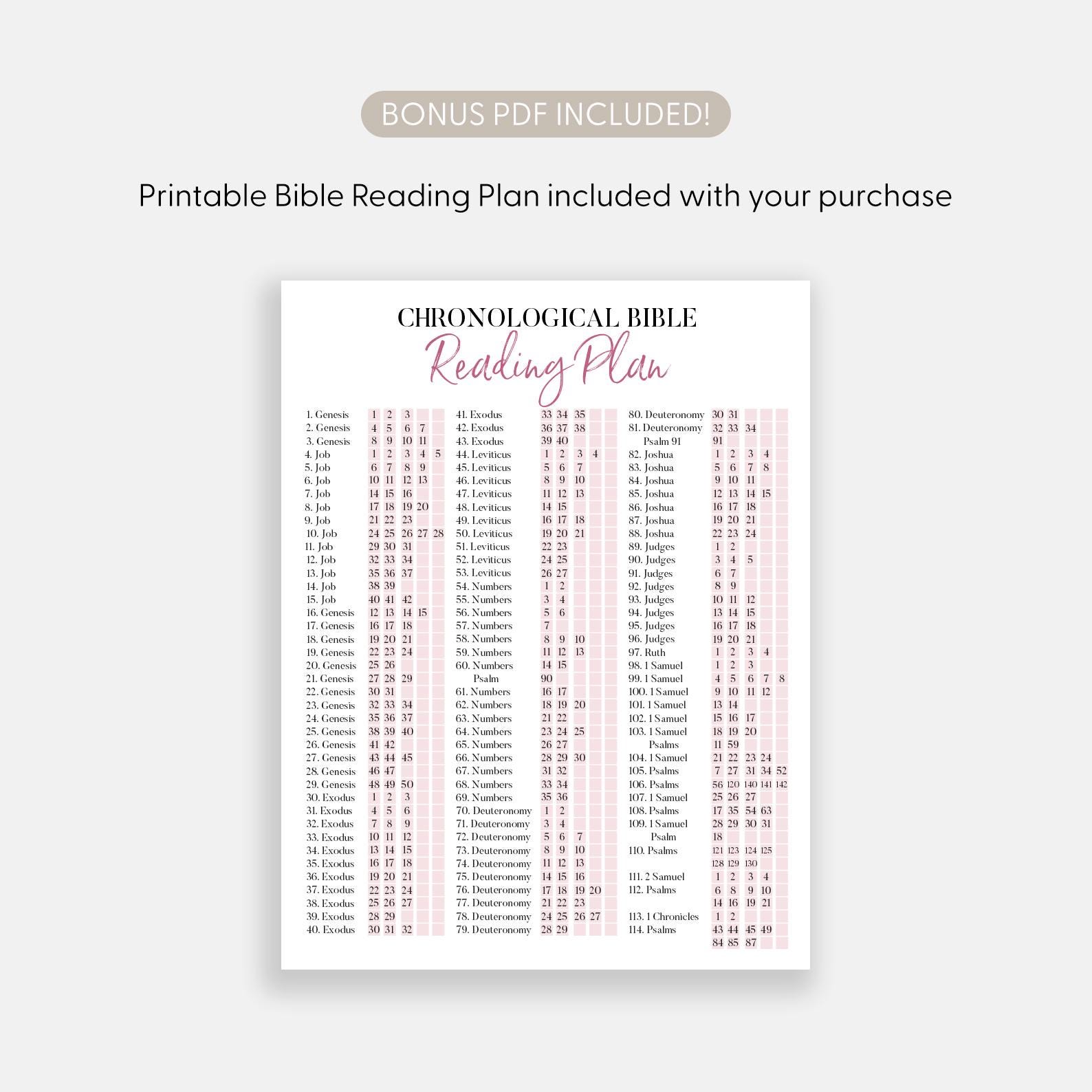 365 Day Bible Reading Plan, Bible Study Checklist, Bible in A Year ...