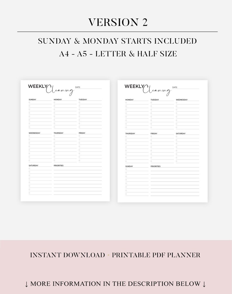 Ultimate cleaning schedule bundle printable Cleaning Planner Bundle Weekly Monthly Yearly Cleaning Checklist Declutter Family Chore Chart image 13