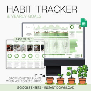 Habit Tracker Spreadsheet for Google Sheets, Digital Daily To Do List Template, Daily Habit Planner, Weekly Habits, Goal Planner Dashboard