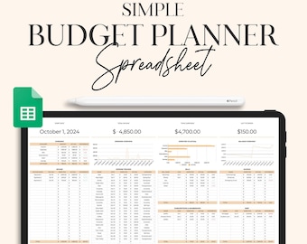 Monthly Budget Spreadsheet | Best Budget by paycheck | Simple Annual Budget | Personal Finances | Easy Google Sheets Financial Planner Easy
