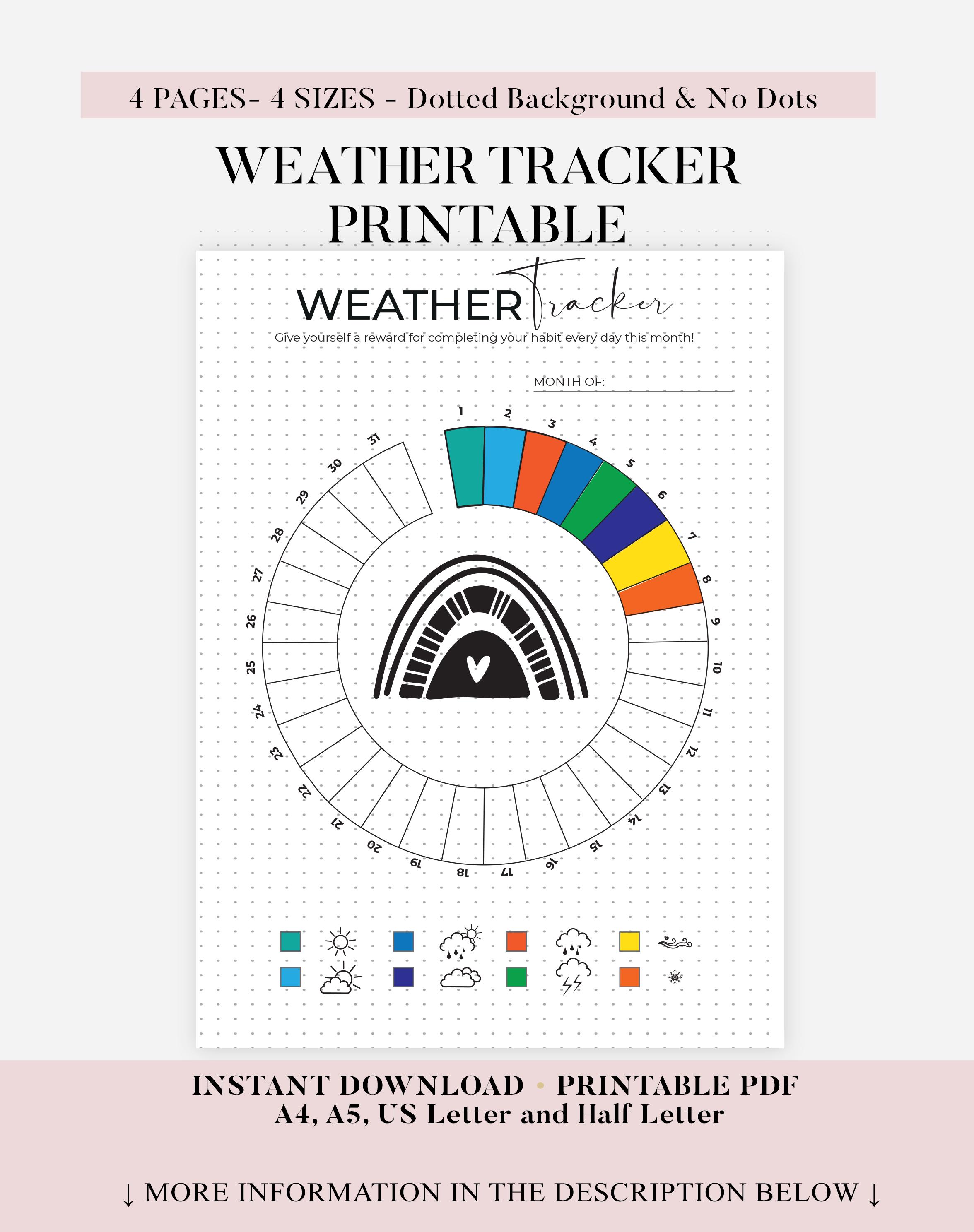 Weather Tracker Assignment Weather Tracker Printable - Journal Ideas Page - Planner Page - Monthly ...