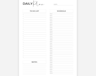 24-uurs dagelijkse planner, minimalistische dagelijkse planner afdrukbaar, dagelijkse takenlijst voor werk/thuis, ongedateerde planner inzetstukken, A5/half formaat/A4/Letter