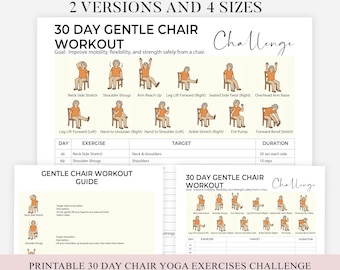 Ultimate Chair Yoga for Seniors Printable, 30 Day Exercise Program, Yoga For Beginners, Weight Loss, Wellness Bundle, Workout Guide, Fitness