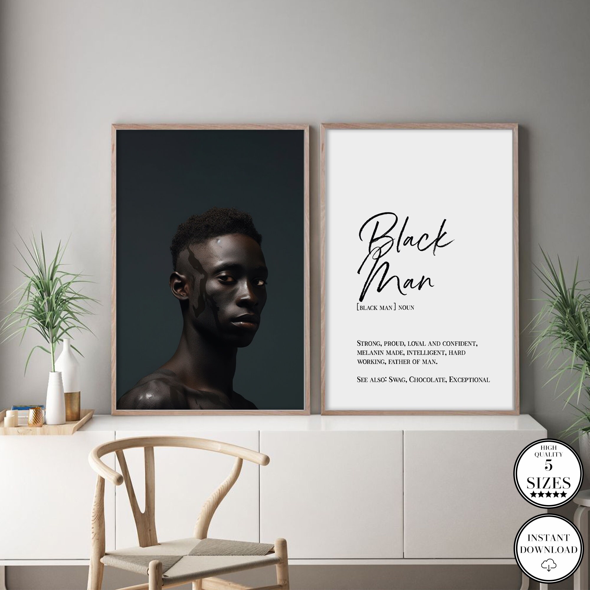 Black Man Definition Print, Black Art Set von 2 Black Men Prints ...
