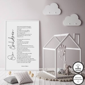 On Children, Kahlil Gibran, Printable Wall Art, Poem Prints, Nursery ...