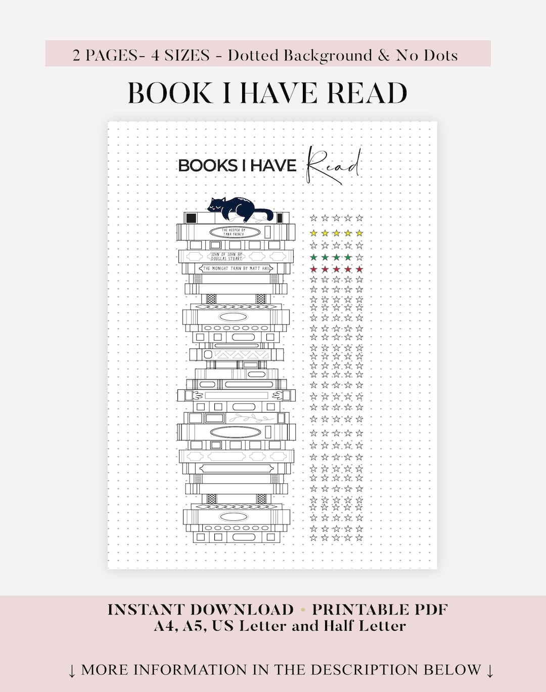 Book Tracker Printable, Journal Page Printable, Reading Tracker, Book ...