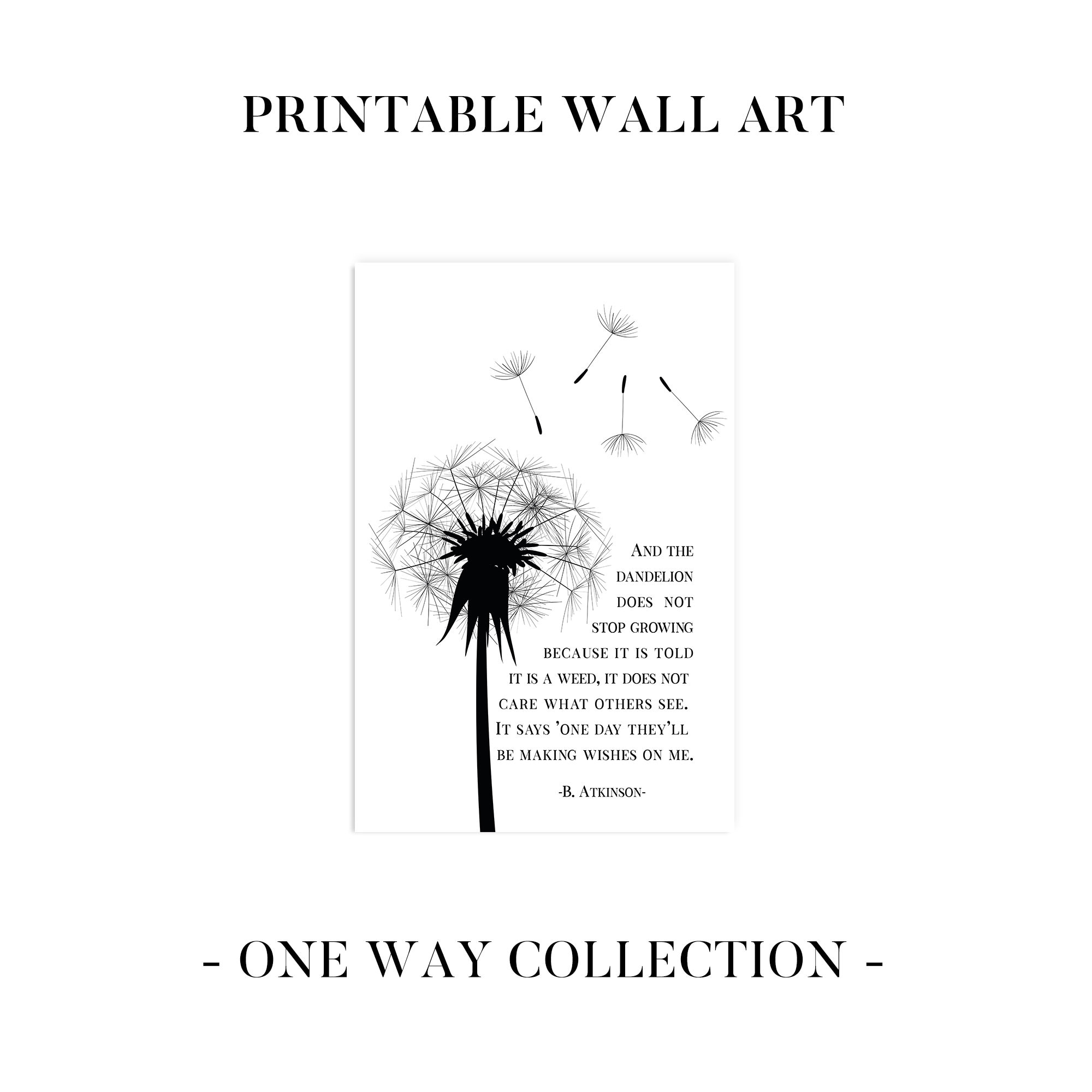 Dandelion Wish Quote Printable Dandelion Wall Art - Etsy