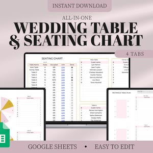 Hochzeitstisch und Sitzplan für Google Sheets, Hochzeitssitzplan, druckbarer Sitzplan für Veranstaltungen, Hochzeitstischzuordnungsdiagramm
