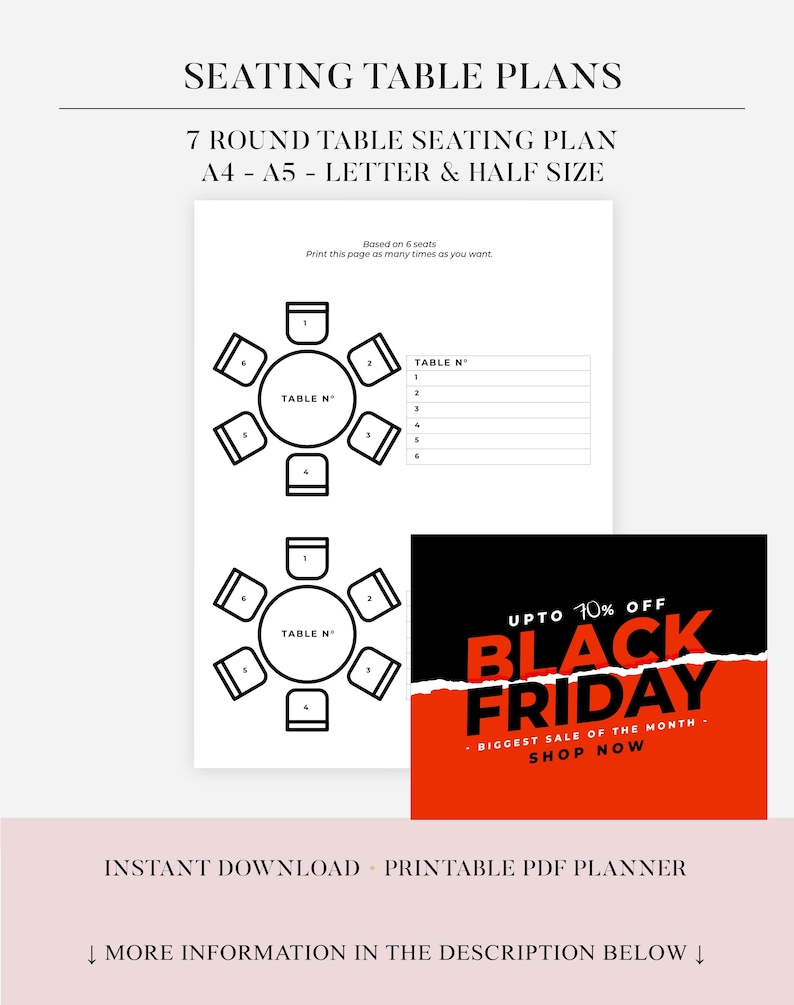 Printable Wedding Table Seating Chart Template, Round Table Seating ...