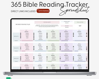 Tracker cronologico del piano di lettura della Bibbia Tracker della Bibbia Piano biblico di un anno Meditazione quotidiana per le donne Studio biblico Foglio di calcolo Google Bibbia in un anno