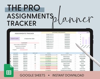 Student Planner & Assignment Tracker Google Sheets Excel College Spreadsheet Class Timetable Academic Planner Template Assignment Tracking