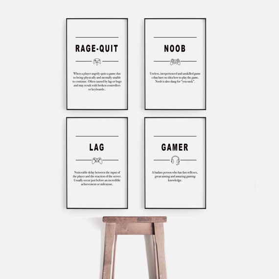 Rage Quit Definition Digital Print | 8 x 10 | Gamer Print | Gaming Wall Art  | Gamer Gift | Boys Bedroom Decor | Gaming Poster | Downloadable