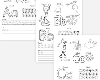 Alphabet Worksheets Printable Tracing Coloring Homeschool Teacher Kids Letters Kindergarten & Prek Toddlers Handwriting Letter Practice Pdf